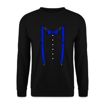 Blaue Fliege Krawatte Hosentr�ger Cummerbund Tuxed - Unisex Pullover - Schwarz - Vorne - Alina (178cm) & Michal (187cm)