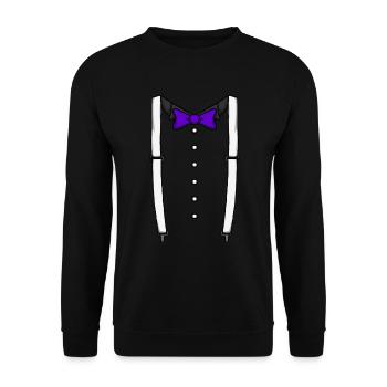 Lila Fliege Krawatte Hosentr�ger Cummerbund Tuxedo - Unisex Pullover - Schwarz - Vorne - Alina (178cm) & Michal (187cm)