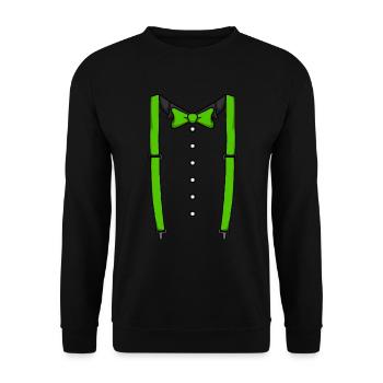 Gr�ne Fliege Krawatte Hosentr�ger Cummerbund Tuxed - Unisex Pullover - Schwarz - Vorne - Alina (178cm) & Michal (187cm)
