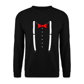 Rote Fliege Hosentr�ger Cummerbund Tuxedo Fliege - Unisex Pullover - Schwarz - Vorne - Alina (178cm) & Michal (187cm)