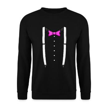 Rosa Fliege Krawatte Hosentr�ger Cummerbund Tuxedo - Unisex Pullover - Schwarz - Vorne - Alina (178cm) & Michal (187cm)