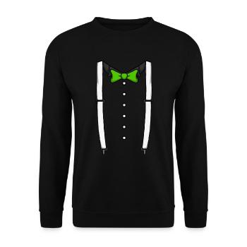 Gr�ne Fliege Krawatte Hosentr�ger Cummerbund Tuxed - Unisex Pullover - Schwarz - Vorne - Alina (178cm) & Michal (187cm)