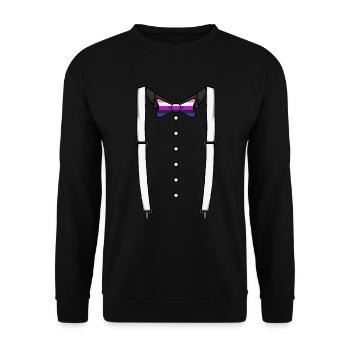 Genderfluid Fliege Hosentr�ger Cummerbund Fliege K - Unisex Pullover - Schwarz - Vorne - Alina (178cm) & Michal (187cm)