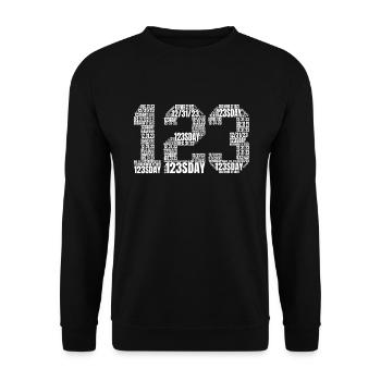 123Sday Word Cloud 12.31.23 Silvester 123123123Sda - Unisex Pullover - Schwarz - Vorne - Alina (178cm) & Michal (187cm)