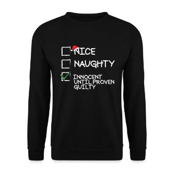 �nes ungezogenes unschuldig, bis nachgewiesene - Unisex Pullover - Schwarz - Vorne - Alina (178cm) & Michal (187cm)