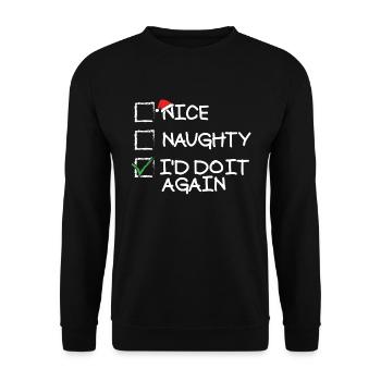 �nes Naughty, ich mache es wieder lustige Weihn - Unisex Pullover - Schwarz - Vorne - Alina (178cm) & Michal (187cm)