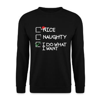 �n freche ich mache was ich will lustige Weihna - Unisex Pullover - Schwarz - Vorne - Alina (178cm) & Michal (187cm)