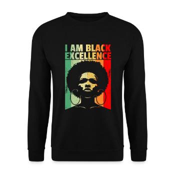 Ich bin Black Excellence Juneteenth Afro Girl Blac - Unisex Pullover - Schwarz - Vorne - Alina (178cm) & Michal (187cm)