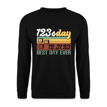 123s Tag bester Tag aller Zeiten Frohes Neujahr am - Unisex Pullover - Schwarz - Vorne - Alina (178cm) & Michal (187cm)