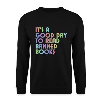 Es ist ein guter Tag, um verbotene B�cher zu lesen - Unisex Pullover - Schwarz - Vorne - Alina (178cm) & Michal (187cm)