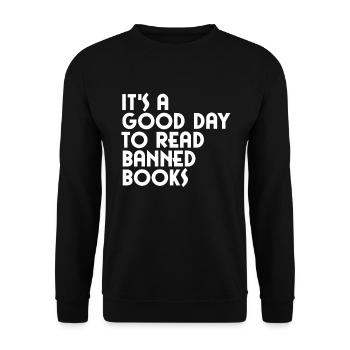Es ist ein guter Tag, um verbotene B�cher zu lesen - Unisex Pullover - Schwarz - Vorne - Alina (178cm) & Michal (187cm)