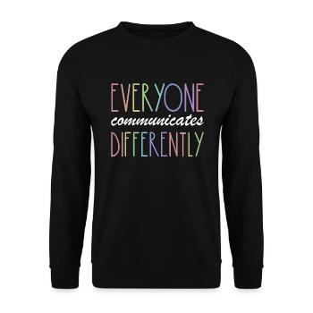 Jeder kommuniziert ein unterschiedliches Autismusb - Unisex Pullover - Schwarz - Vorne - Alina (178cm) & Michal (187cm)