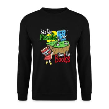 Verbot der Faschisten retten die B�cher. Lesen Sie - Unisex Pullover - Schwarz - Vorne - Alina (178cm) & Michal (187cm)