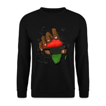 Pan Africa Fist Black Heritage Schwarze Geschichte - Unisex Pullover - Schwarz - Vorne - Alina (178cm) & Michal (187cm)