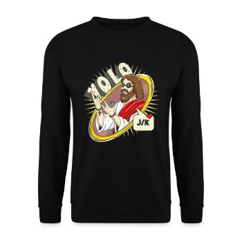 Yolo jk Jesus Ostern lustige Vermutungen, wer R�ck - Unisex Pullover - Schwarz - Vorne - Alina (178cm) & Michal (187cm)