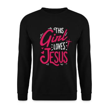 Dieses M�dchen liebt Jesus christliche Frauen lieb - Unisex Pullover - Schwarz - Vorne - Alina (178cm) & Michal (187cm)