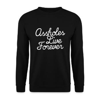 Arschl�cher leben f�r immer lustige sarkastische A - Unisex Pullover - Schwarz - Vorne - Alina (178cm) & Michal (187cm)