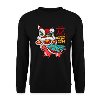 Chinesisches Neujahr des Drachen 2024 Jahre Drache - Unisex Pullover - Schwarz - Vorne - Alina (178cm) & Michal (187cm)