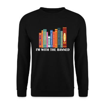 Ich bin mit dem verbotenen B�cherbuchwurm gelesen - Unisex Pullover - Schwarz - Vorne - Alina (178cm) & Michal (187cm)