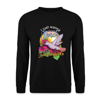 Ich m�chte nur auf meiner Veranda sitzen und Kolib - Unisex Pullover - Schwarz - Vorne - Alina (178cm) & Michal (187cm)