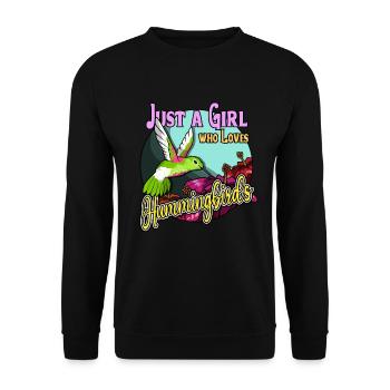 Nur ein M�dchen, das gerne Kolibris M�dchen liebt - Unisex Pullover - Schwarz - Vorne - Alina (178cm) & Michal (187cm)