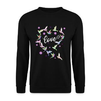 Liebe Hummingbird Heart Vogelbeobachter Kolibri - Unisex Pullover - Schwarz - Vorne - Alina (178cm) & Michal (187cm)