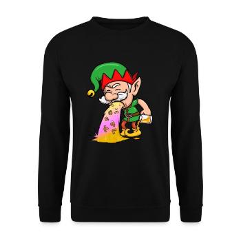 Kotzen Elf Funny Christmas Elf Drunk Elf KotzeKopp - Unisex Pullover - Schwarz - Vorne - Alina (178cm) & Michal (187cm)