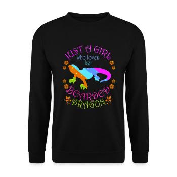 Nur ein M�dchen, das ihren b�rtigen Drachen liebt - Unisex Pullover - Schwarz - Vorne - Alina (178cm) & Michal (187cm)