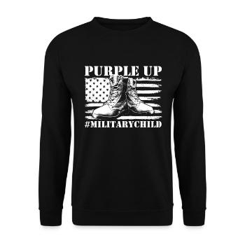 Lila up #militarychild Milit�r Kinder lila aufHemd - Unisex Pullover - Schwarz - Vorne - Alina (178cm) & Michal (187cm)