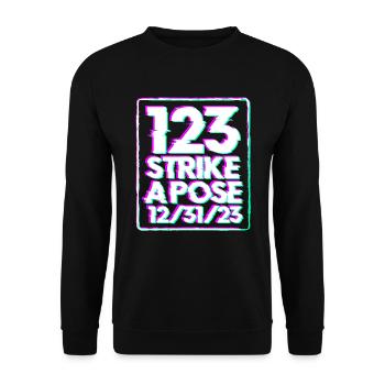 123 Streik eine Pose am 31.12.23 Silvester 123Sday - Unisex Pullover - Schwarz - Vorne - Alina (178cm) & Michal (187cm)