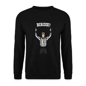 Ahnungslose Sportfan -Schiedsrichter Birdie Lustig - Unisex Pullover - Schwarz - Vorne - Alina (178cm) & Michal (187cm)