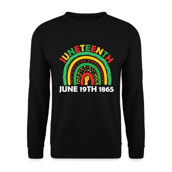 Juneteenth Boho Regenbogen 19. Juni 1865 Juneteent - Unisex Pullover - Schwarz - Vorne - Alina (178cm) & Michal (187cm)