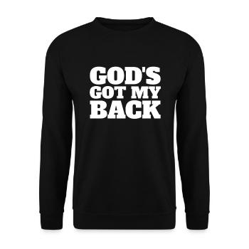 Gott hat meinen R�cken christlicher Glauben Gl�ubi - Unisex Pullover - Schwarz - Vorne - Alina (178cm) & Michal (187cm)