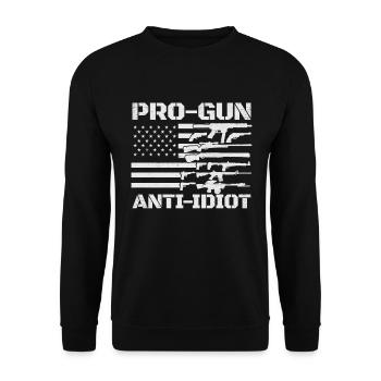 Pro Gun Anti -Idiot USA Flagge Pro Gun Anti -Idiot - Unisex Pullover - Schwarz - Vorne - Alina (178cm) & Michal (187cm)