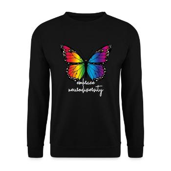 Umarmen Sie Neurodiversity Butterfly Autism Awaren - Unisex Pullover - Schwarz - Vorne - Alina (178cm) & Michal (187cm)