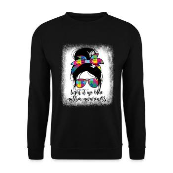 Z�nden Sie es Blue Autism Awareness auf, hell es b - Unisex Pullover - Schwarz - Vorne - Alina (178cm) & Michal (187cm)