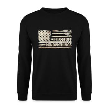 Das ist es, was ich tue, ich repariere Sachen und - Unisex Pullover - Schwarz - Vorne - Alina (178cm) & Michal (187cm)