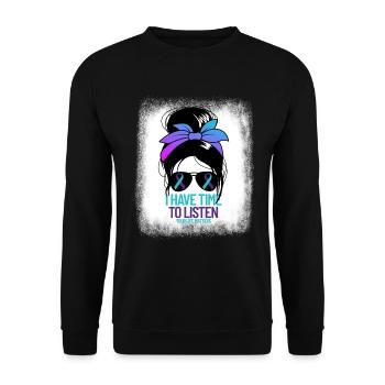 Ich habe Zeit, Ihr Leben zuzuh�renich habe ZeitHem - Unisex Pullover - Schwarz - Vorne - Alina (178cm) & Michal (187cm)