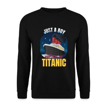 Nur ein Junge, der Titanic Funny Boys Titanic lieb - Unisex Pullover - Schwarz - Vorne - Alina (178cm) & Michal (187cm)