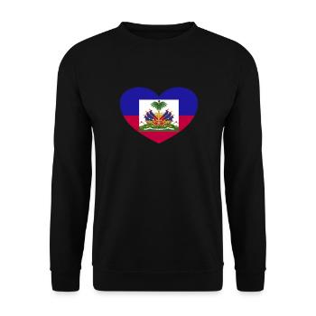 Haiti Flagge Herz stolze haitianische Flagge Haiti - Unisex Pullover - Schwarz - Vorne - Alina (178cm) & Michal (187cm)