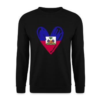 Haiti Flagge Herz stolze haitianische Flagge Haiti - Unisex Pullover - Schwarz - Vorne - Alina (178cm) & Michal (187cm)