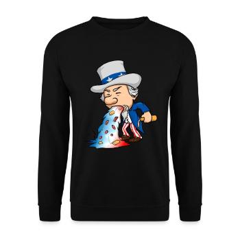 Onkel Samm Funny Drinking 4. Juli kotzend - Unisex Pullover - Schwarz - Vorne - Alina (178cm) & Michal (187cm)