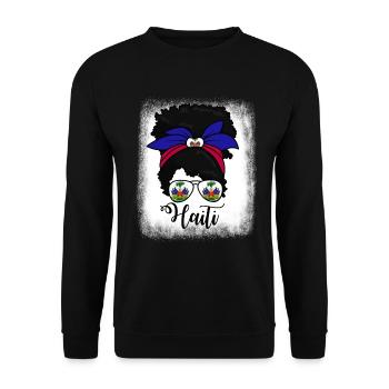 Haiti Messy Bun Women's stolze haitianische M�dche - Unisex Pullover - Schwarz - Vorne - Alina (178cm) & Michal (187cm)