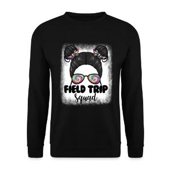 Messy Bun Girl Exkursion Trip Squad Girl's Exkursi - Unisex Pullover - Schwarz - Vorne - Alina (178cm) & Michal (187cm)