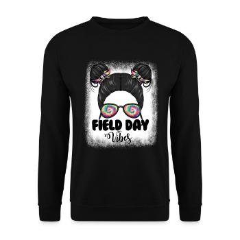 Messy Bun Girl Field Day Vibes Messy Bun Girls - Unisex Pullover - Schwarz - Vorne - Alina (178cm) & Michal (187cm)