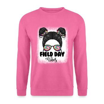 Messy Bun Girl Field Day Vibes Messy Bun Girls - Unisex Pullover - Pink - Vorne