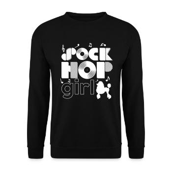 Sock Hop Girl Retro Vinyl Pudel Sock Hop Girl - Unisex Pullover - Schwarz - Vorne - Alina (178cm) & Michal (187cm)