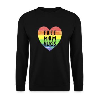 Kostenlose Mutter Umarmungen LGBTQ plus Regenbogen - Unisex Pullover - Schwarz - Vorne - Alina (178cm) & Michal (187cm)