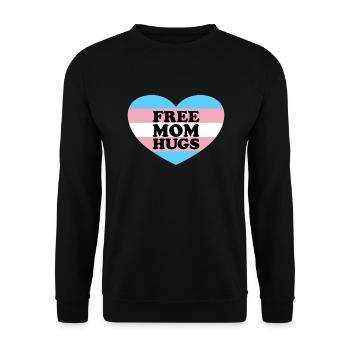 Kostenlose Mutter Umarmungen Trans -Flag -LGBTQ -T - Unisex Pullover - Schwarz - Vorne - Alina (178cm) & Michal (187cm)