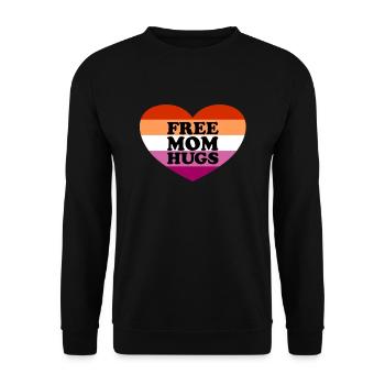 Kostenlose Mutter Umarmungen Lesbische Flagge Herz - Unisex Pullover - Schwarz - Vorne - Alina (178cm) & Michal (187cm)
